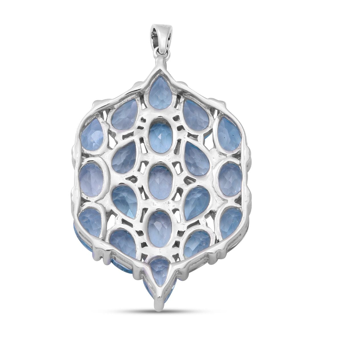 Himmelblauer Topas Anhänger, 925 Silber platiniert ca. 9,51 ct