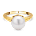 Weiße Südsee Perle (8-9 mm) Ring 925 Silber vergoldet (Größe 17.00)