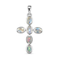 Premium Regenbogen Mondstein-Anhänger, 925 Silber platiniert, ca. 2.98 ct