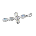 Premium Regenbogen Mondstein-Anhänger, 925 Silber platiniert, ca. 2.98 ct