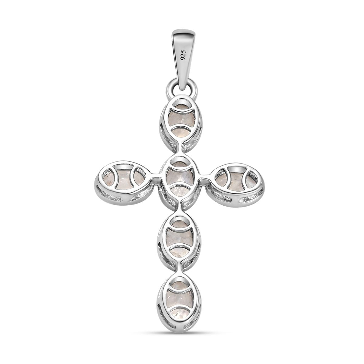 Premium Regenbogen Mondstein-Anhänger, 925 Silber platiniert, ca. 2.98 ct