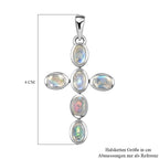 Premium Regenbogen Mondstein-Anhänger, 925 Silber platiniert, ca. 2.98 ct