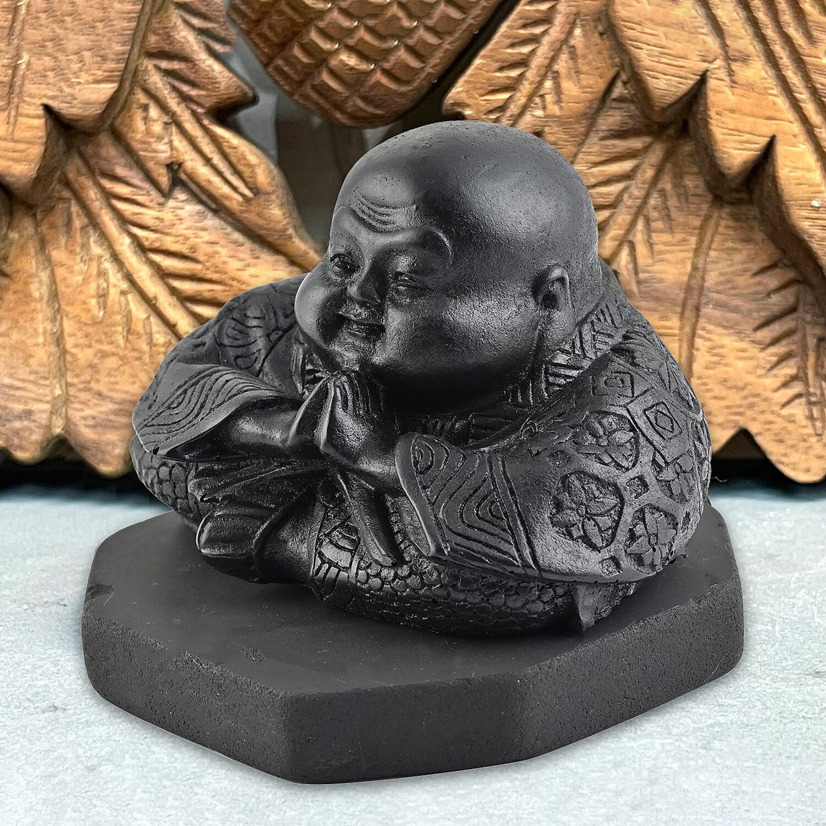 Chinese Buddha Shungite Figurine 1.5x1.75 Approx. 1200.00ctw