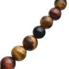 Mehrfarbige Tigerauge-Halskette, ca. 50 cm, 925 Silber rhodiniert ca. 706,00 ct