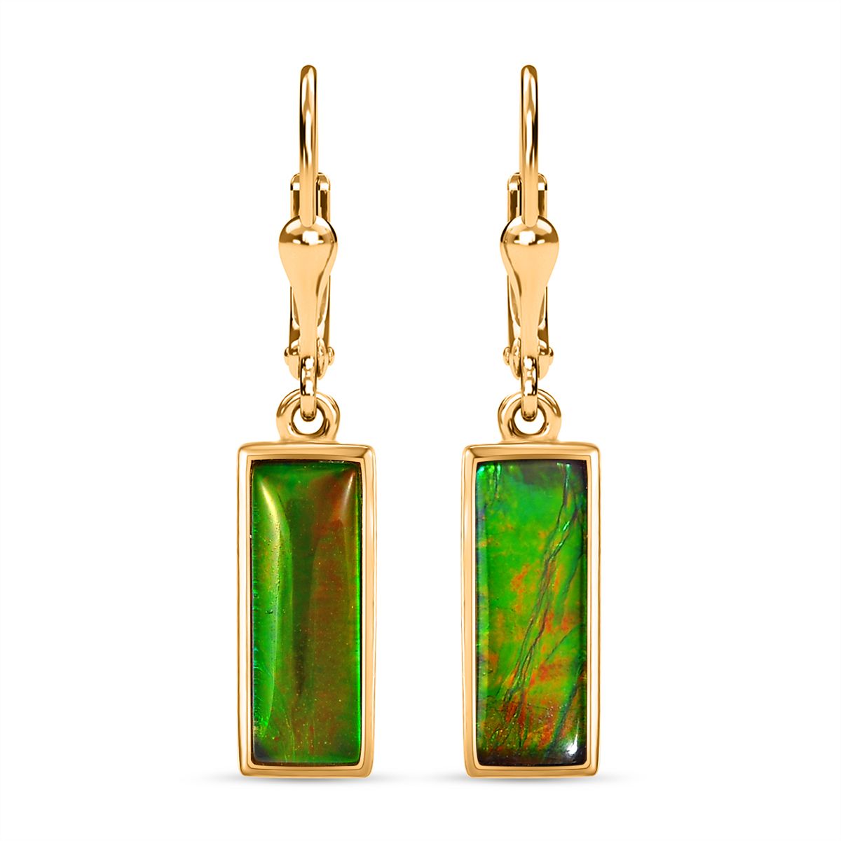 Kanadische Ammolit-Ohrringe, 925 Silber Gelbgold Vermeil, ca. 4,64 ct
