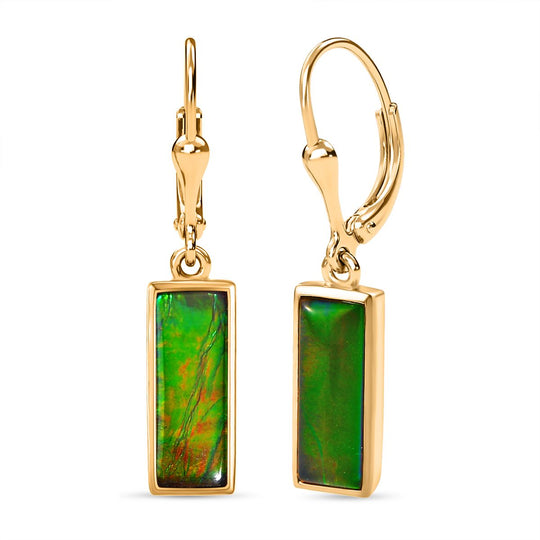 Kanadische Ammolit-Ohrringe, 925 Silber Gelbgold Vermeil, ca. 4,64 ct