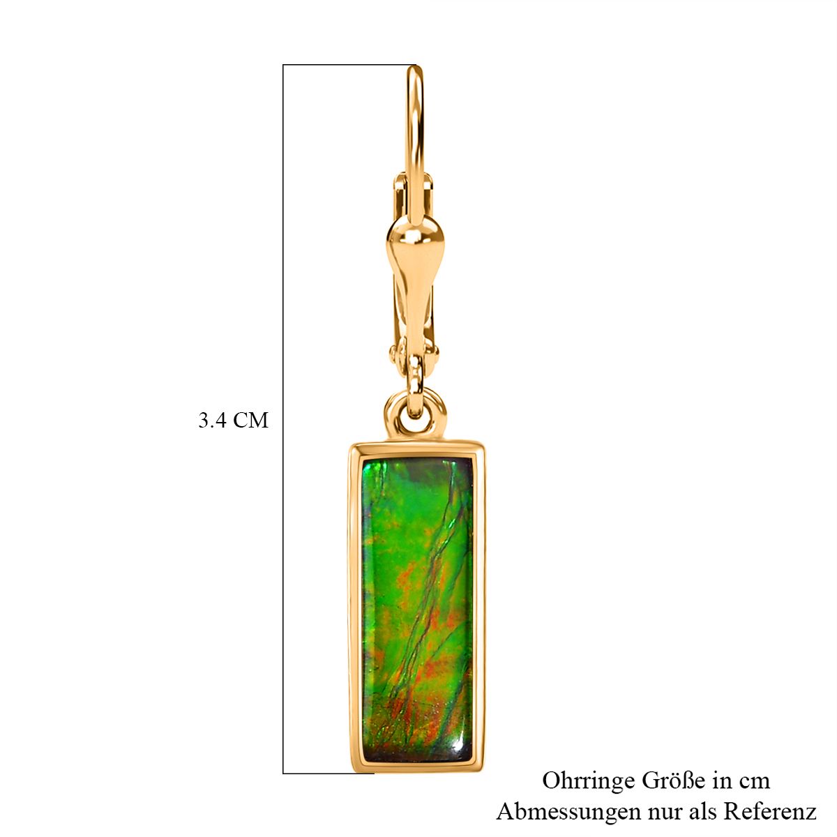Kanadische Ammolit-Ohrringe, 925 Silber Gelbgold Vermeil, ca. 4,64 ct