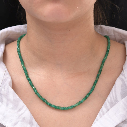 Kagem sambische Smaragd-Halskette, ca. 50 cm, 925 Silber vergoldet ca. 64,00 ct