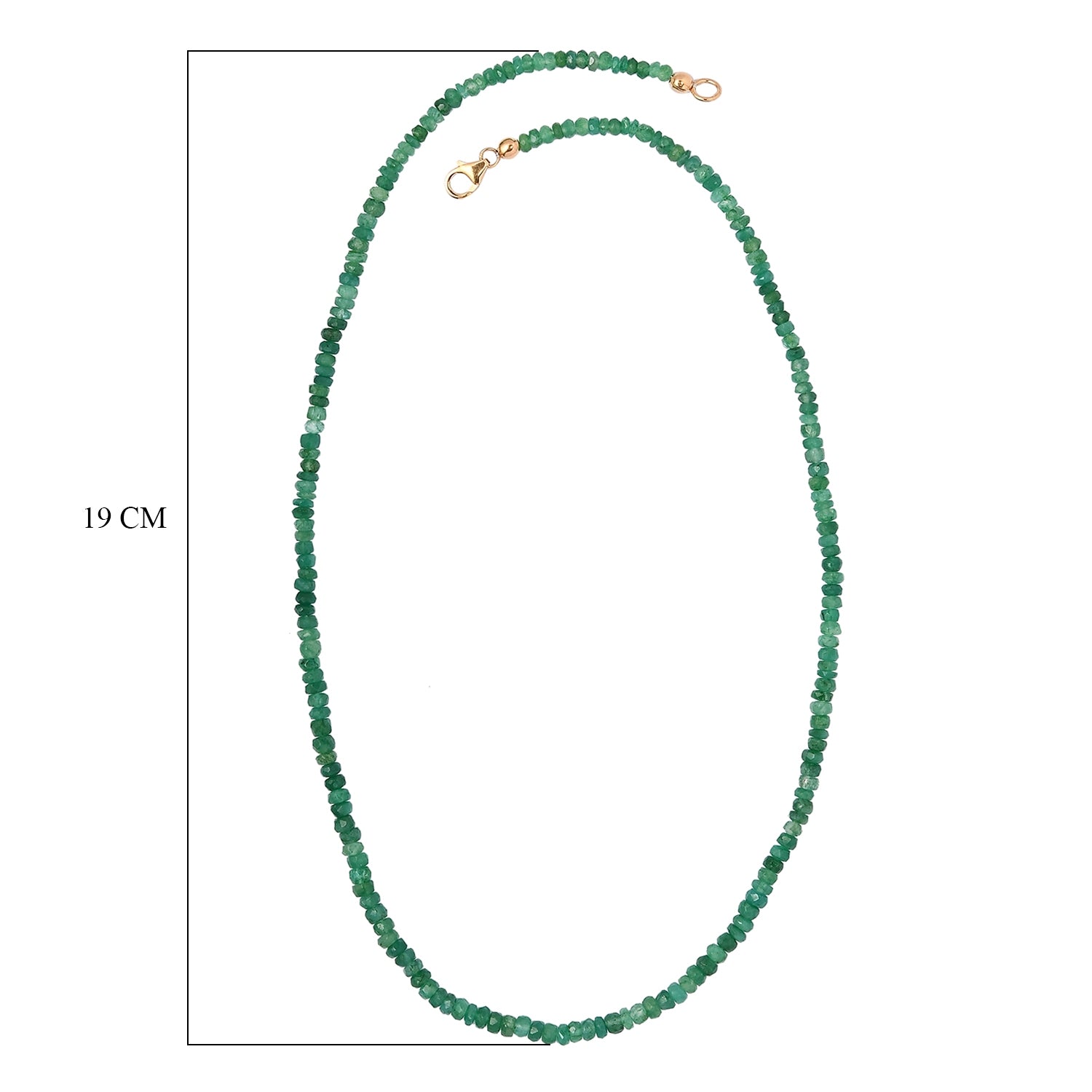 Kagem sambische Smaragd-Halskette, ca. 50 cm, 925 Silber vergoldet ca. 64,00 ct