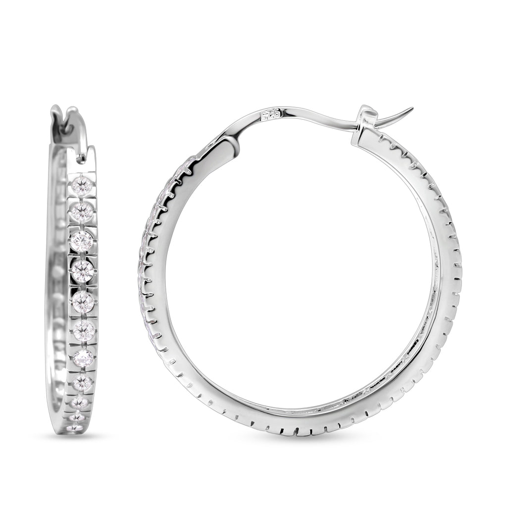Lustro Stella - weiße Zirkonia-Creolen, 925 Silber rhodiniert ca. 1.26 ct