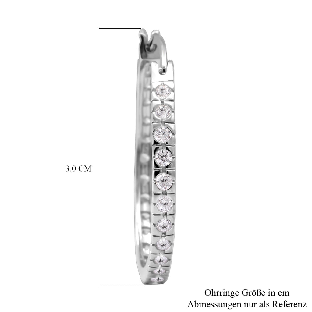 Lustro Stella - weiße Zirkonia-Creolen, 925 Silber rhodiniert ca. 1.26 ct