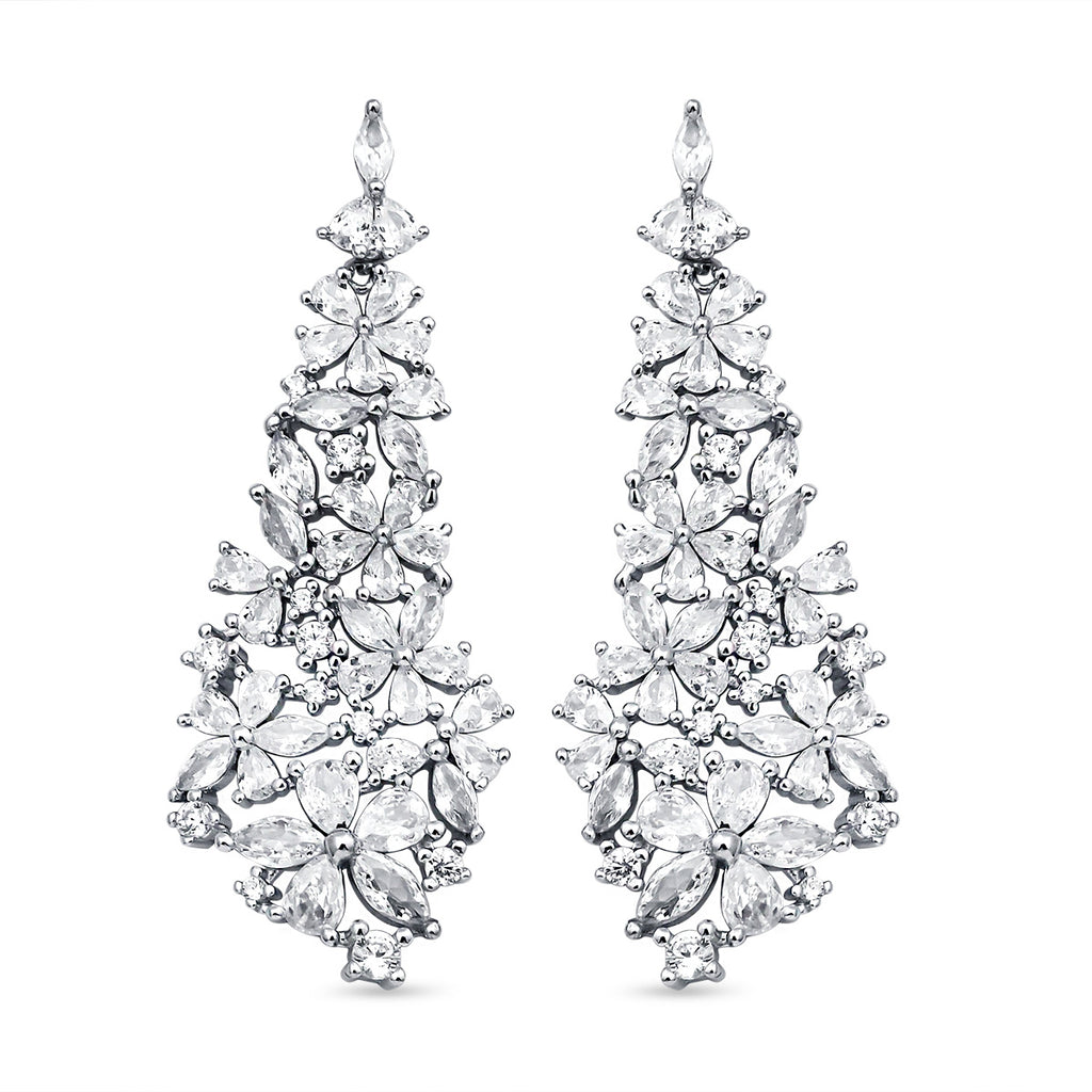 Lustro Stella - weiße Zirkonia-Ohrringe, 925 Silber rhodiniert ca. 15,09 ct