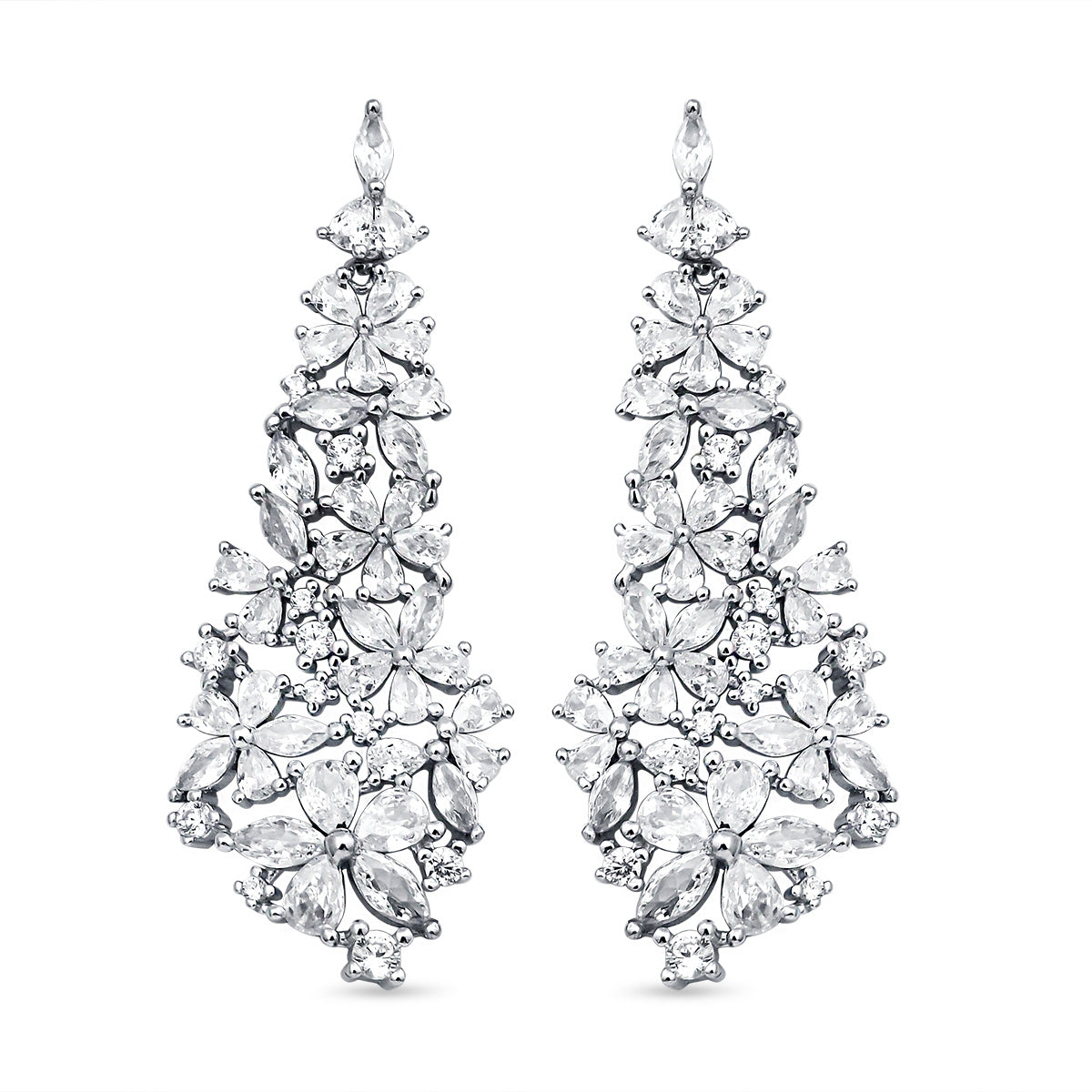 Lustro Stella - weiße Zirkonia-Ohrringe, 925 Silber rhodiniert ca. 15,09 ct
