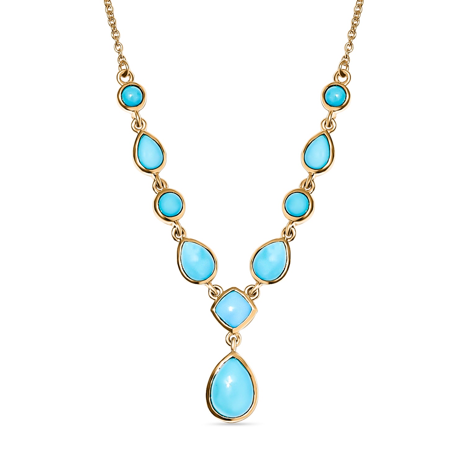 Amerikanisches, natürliches Sleeping Beauty Türkis Collier, ca. 45 cm, 925 Silber vergoldet ca. 5.36 ct