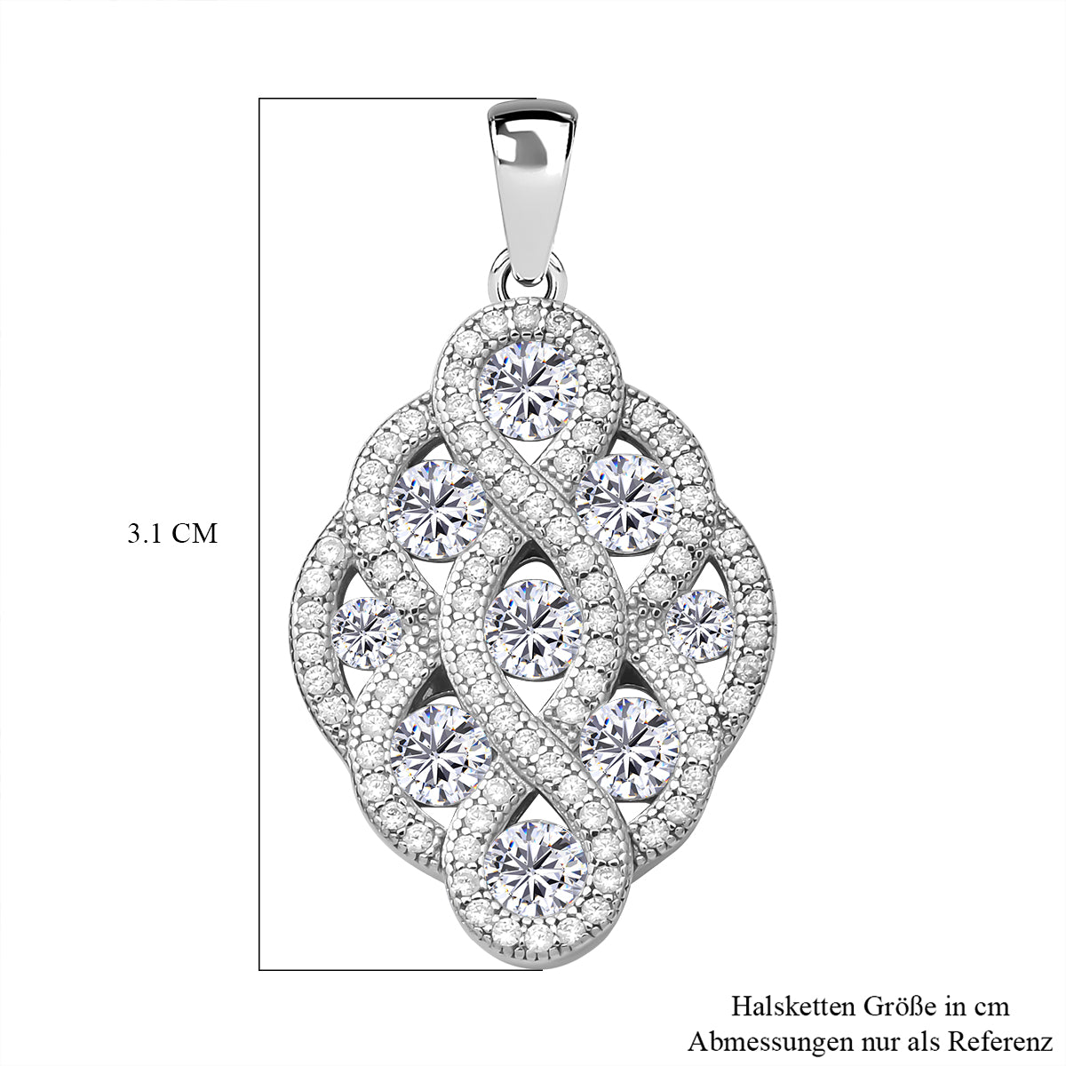 Lustro Stella - Weißer Zirkonia-Anhänger, 925 Silber rhodiniert ca. 1.73 ct