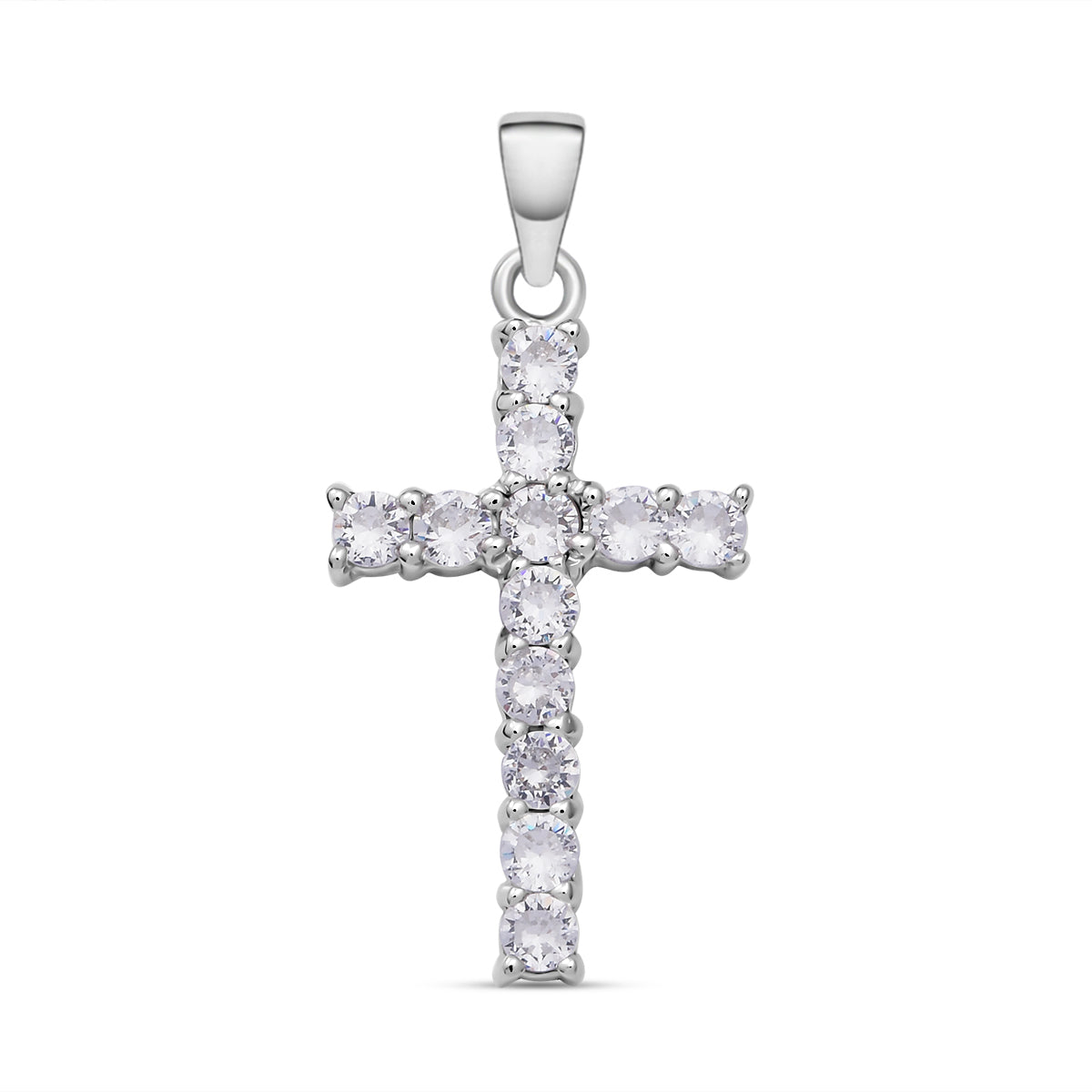 Lustro Stella - weißer Zirkonia Kreuz-Anhänger, 925 Silber rhodiniert ca. 0.43 ct