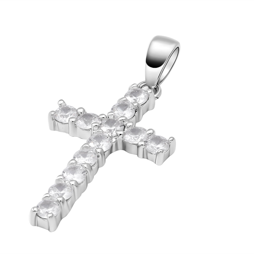 Lustro Stella - weißer Zirkonia Kreuz-Anhänger, 925 Silber rhodiniert ca. 0.43 ct