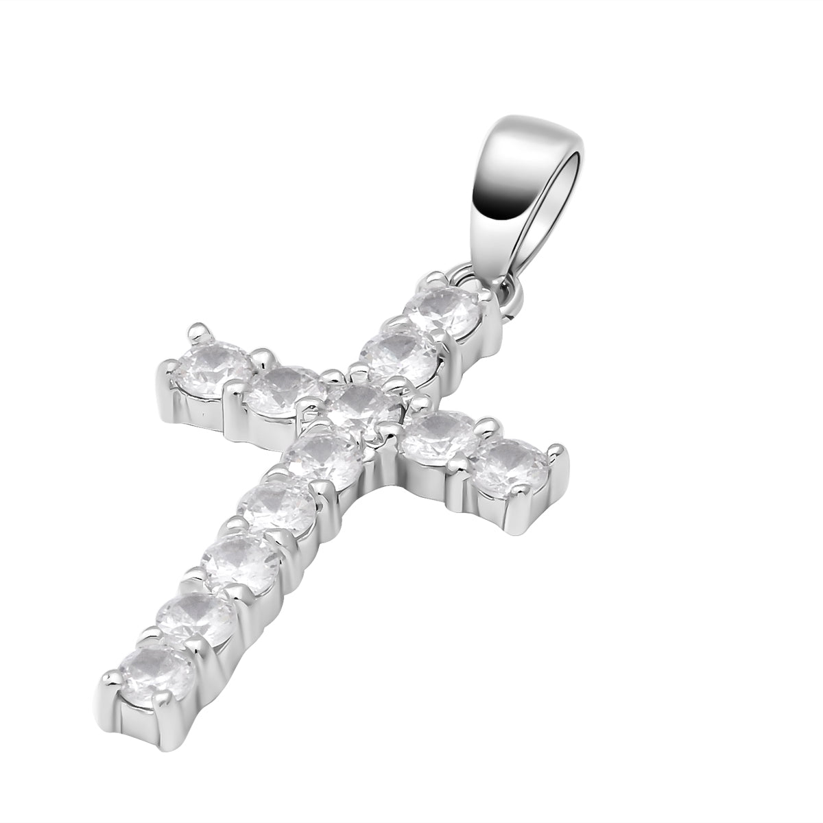Lustro Stella - weißer Zirkonia Kreuz-Anhänger, 925 Silber rhodiniert ca. 0.43 ct