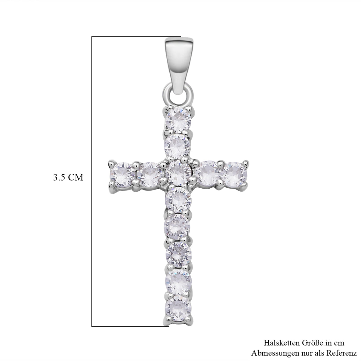 Lustro Stella - weißer Zirkonia Kreuz-Anhänger, 925 Silber rhodiniert ca. 0.43 ct