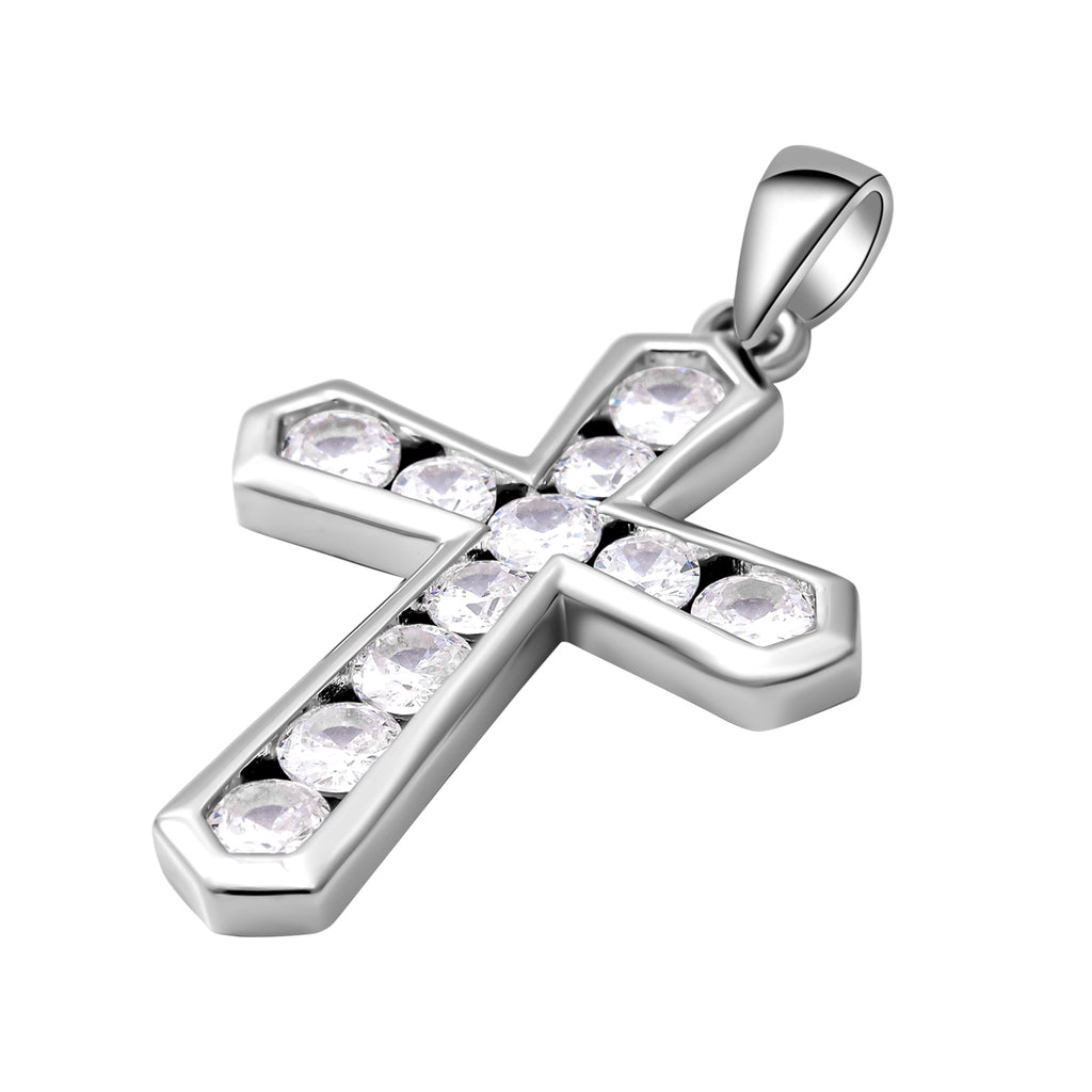Lustro Stella - Weißer Zirkonia Kreuz-Anhänger, 925 Silber rhodiniert ca. 0,54 ct