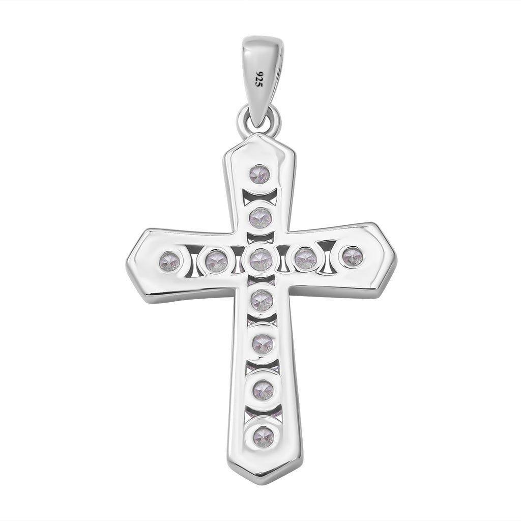 Lustro Stella - Weißer Zirkonia Kreuz-Anhänger, 925 Silber rhodiniert ca. 0,54 ct