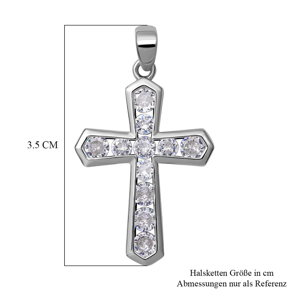 Lustro Stella - Weißer Zirkonia Kreuz-Anhänger, 925 Silber rhodiniert ca. 0,54 ct