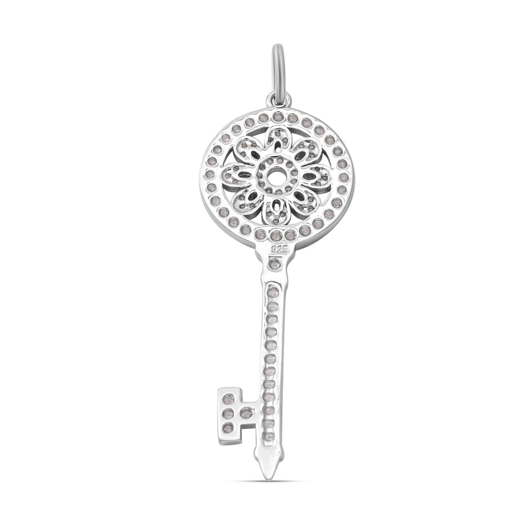 Lustro Stella - Weißer Zirkonia Schlüssel-Anhänger, 925 Silber rhodiniert ca. 1.21 ct