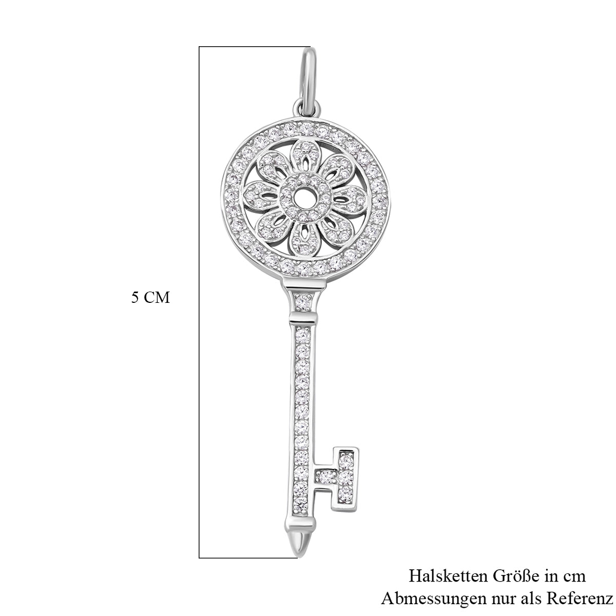 Lustro Stella - Weißer Zirkonia Schlüssel-Anhänger, 925 Silber rhodiniert ca. 1.21 ct