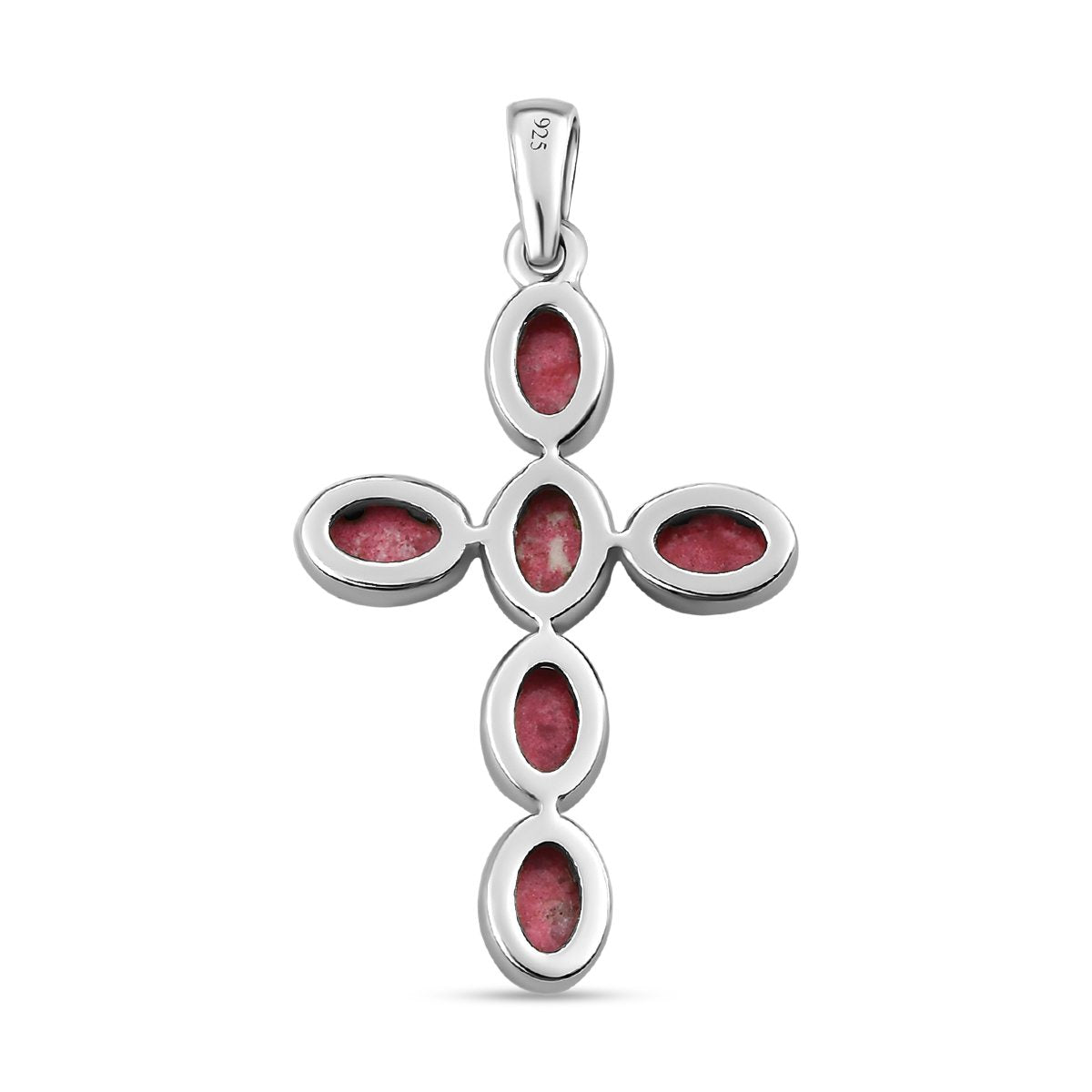 Norwegischer Thulit Kreuz-Anhänger, 925 Silber platiniert ca. 4.34 ct