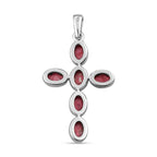 Norwegischer Thulit Kreuz-Anhänger, 925 Silber platiniert ca. 4.34 ct