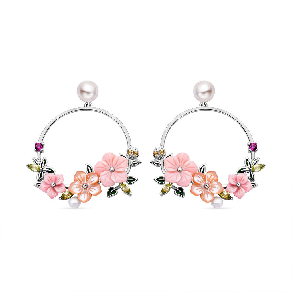 Jardin Kollektion - Süßwasserperlen und rosa Perlmutt-Ohrringe, 925 Silber rhodiniert ca. 0.74 ct
