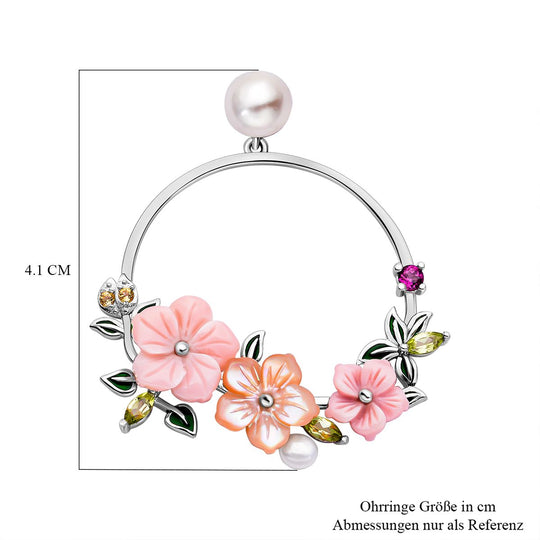 Jardin Kollektion - Süßwasserperlen und rosa Perlmutt-Ohrringe, 925 Silber rhodiniert ca. 0.74 ct