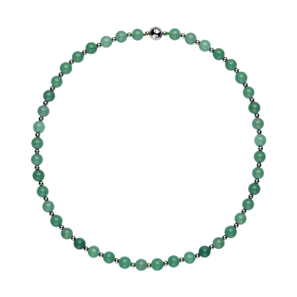Grüne Aventurin Halskette, ca. 50 cm, reiner Edelstahl ca. 162,50 ct