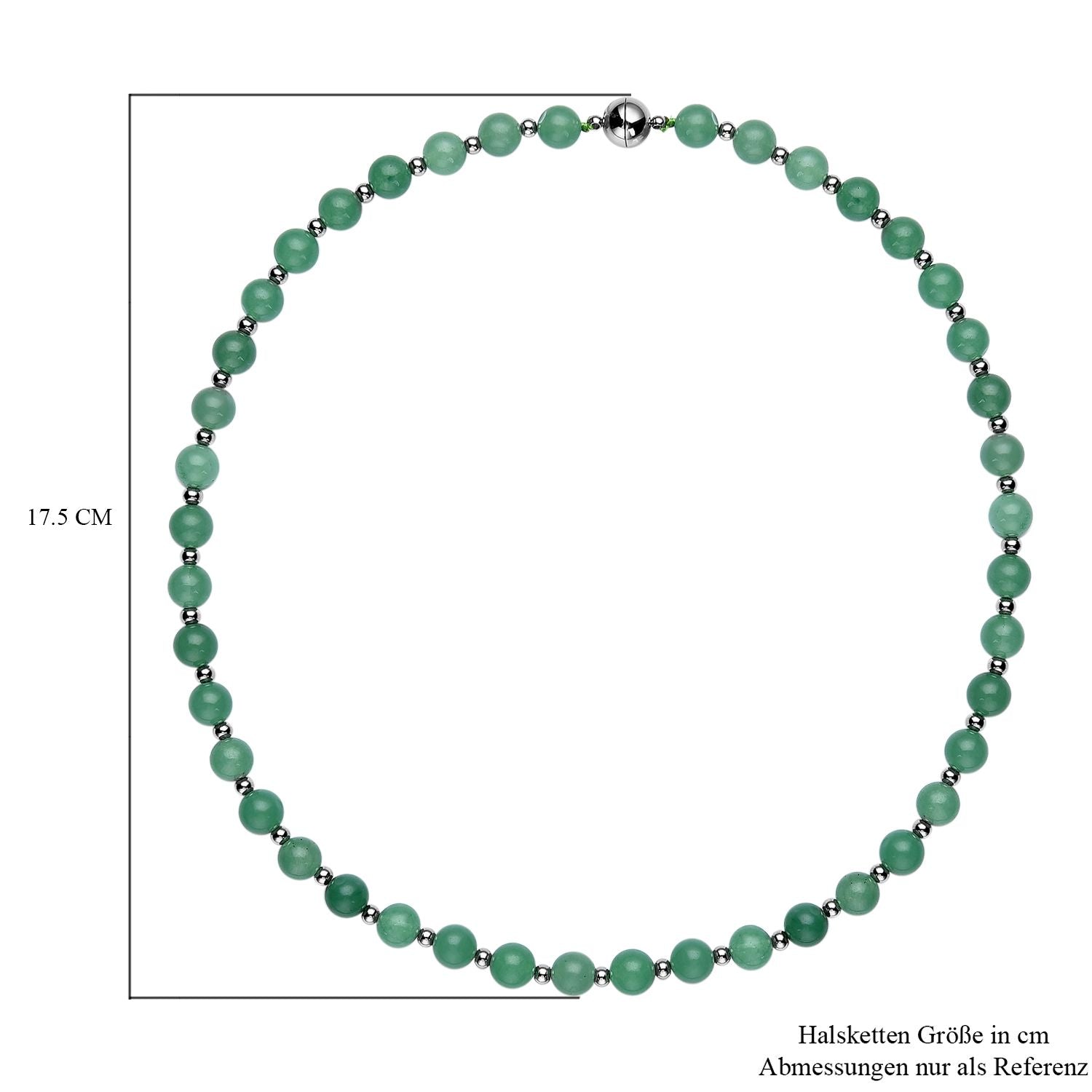 Grüne Aventurin Halskette, ca. 50 cm, reiner Edelstahl ca. 162,50 ct