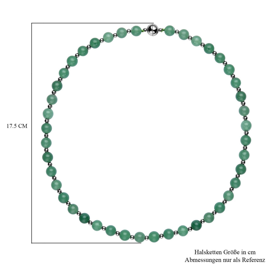 Grüne Aventurin Halskette, ca. 50 cm, reiner Edelstahl ca. 162,50 ct