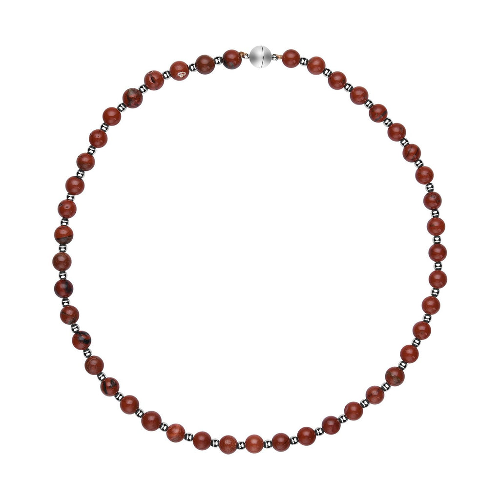 Rote Jaspis Halskette, ca. 50 cm, reiner Edelstahl ca. 162,50 ct