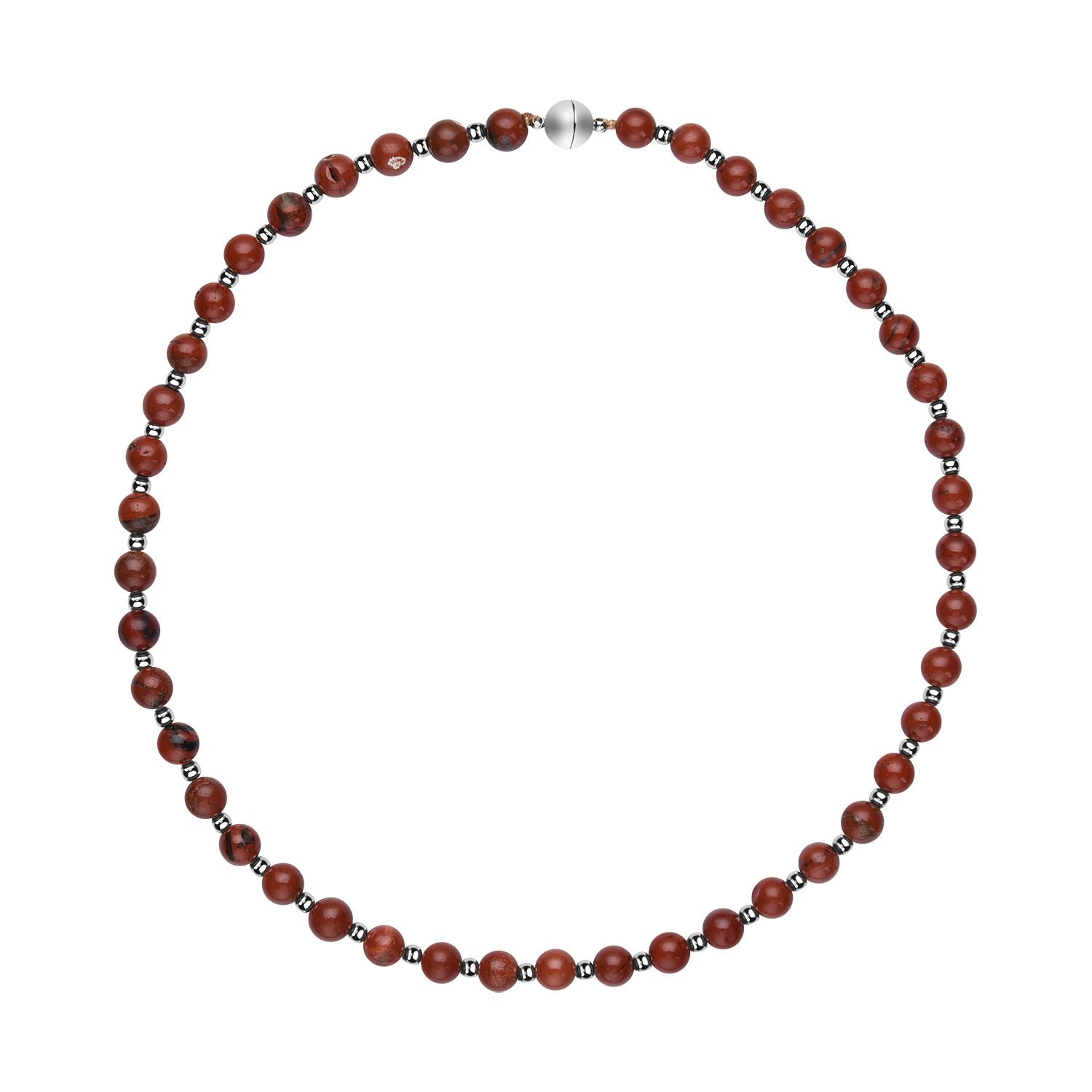 Rote Jaspis Halskette, ca. 50 cm, reiner Edelstahl ca. 162,50 ct