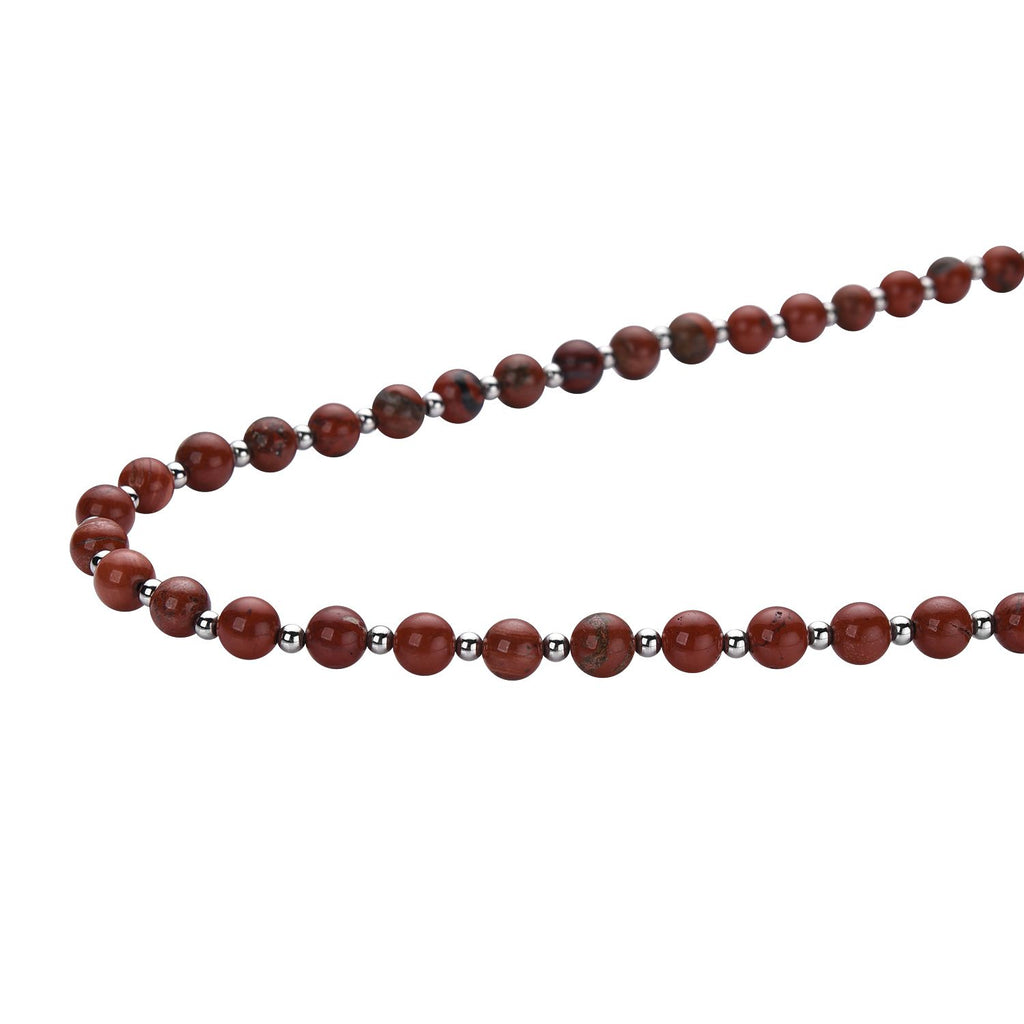 Rote Jaspis Halskette, ca. 50 cm, reiner Edelstahl ca. 162,50 ct