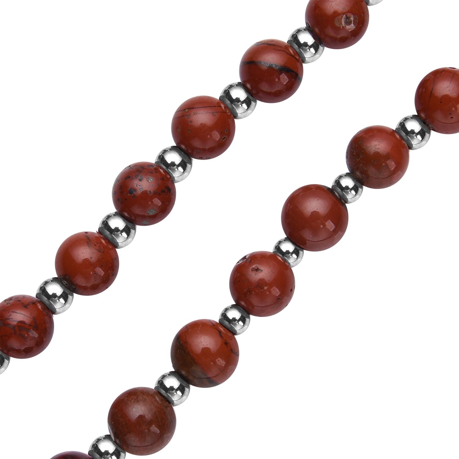 Rote Jaspis Halskette, ca. 50 cm, reiner Edelstahl ca. 162,50 ct