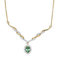 AA äthiopisches Smaragd und weißes Zirkon Collier, ca. 45 cm, 925 Silber Gelbgold Vermeil ca. 1.48 ct