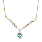 AA äthiopisches Smaragd und weißes Zirkon Collier, ca. 45 cm, 925 Silber Gelbgold Vermeil ca. 1.48 ct