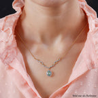AA äthiopisches Smaragd und weißes Zirkon Collier, ca. 45 cm, 925 Silber Gelbgold Vermeil ca. 1.48 ct