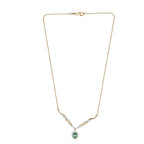 AA äthiopisches Smaragd und weißes Zirkon Collier, ca. 45 cm, 925 Silber Gelbgold Vermeil ca. 1.48 ct