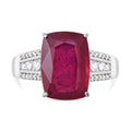 AAA Afrikanischer Rubin (Fissure gefüllt) und Moissanit-Ring, 925 Silber platiniert (Größe 16.00) ca. 9.10 ct