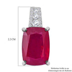 AAA Afrikanischer Rubin (Fissure gefüllt) und Moissanit-Anhänger, 925 Silber platiniert ca. 8.91 ct