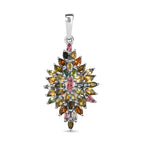 Natürlicher Mehrfach-Turmalin Anhänger, 925 Silber platiniert ca. 3.68 ct