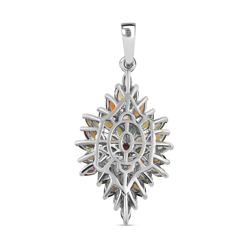 Natürlicher Mehrfach-Turmalin Anhänger, 925 Silber platiniert ca. 3.68 ct