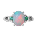 Natürlicher, äthiopischer Opal und Kagem sambischer Smaragd-Ring, 925 Silber platiniert (Größe 16.00) ca. 1,29 ct