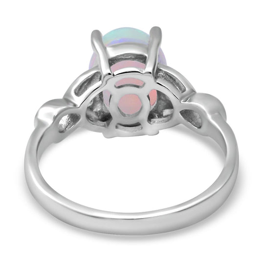 Natürlicher, äthiopischer Opal und Kagem sambischer Smaragd-Ring, 925 Silber platiniert (Größe 16.00) ca. 1,29 ct