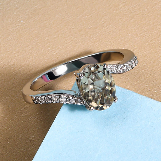 AAA Turkizit und weißer Zirkon-Ring, 925 Silber platiniert (Größe 21.00) ca. 1.49 ct